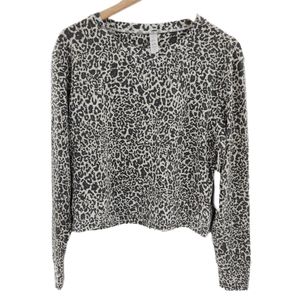 Balance Collection Dylan Long-sleeved Pullover White w/Leopard Print Size Large